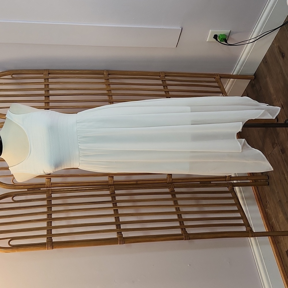 Divided Cream Asymmetrical Hem Maxi Dress